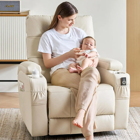 Leather Recliner Chair, Swivel Rocker Recliner Chair, Rocking Chair Nursery, Glider Rocking Chair with Thick, Customized