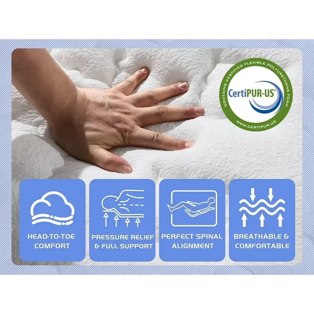13 Inch Medium Firm Feel Hybrid Mattress in a Box, Gel Memory Foam Multilayer Design Mattress,Individually Wrapped Customized