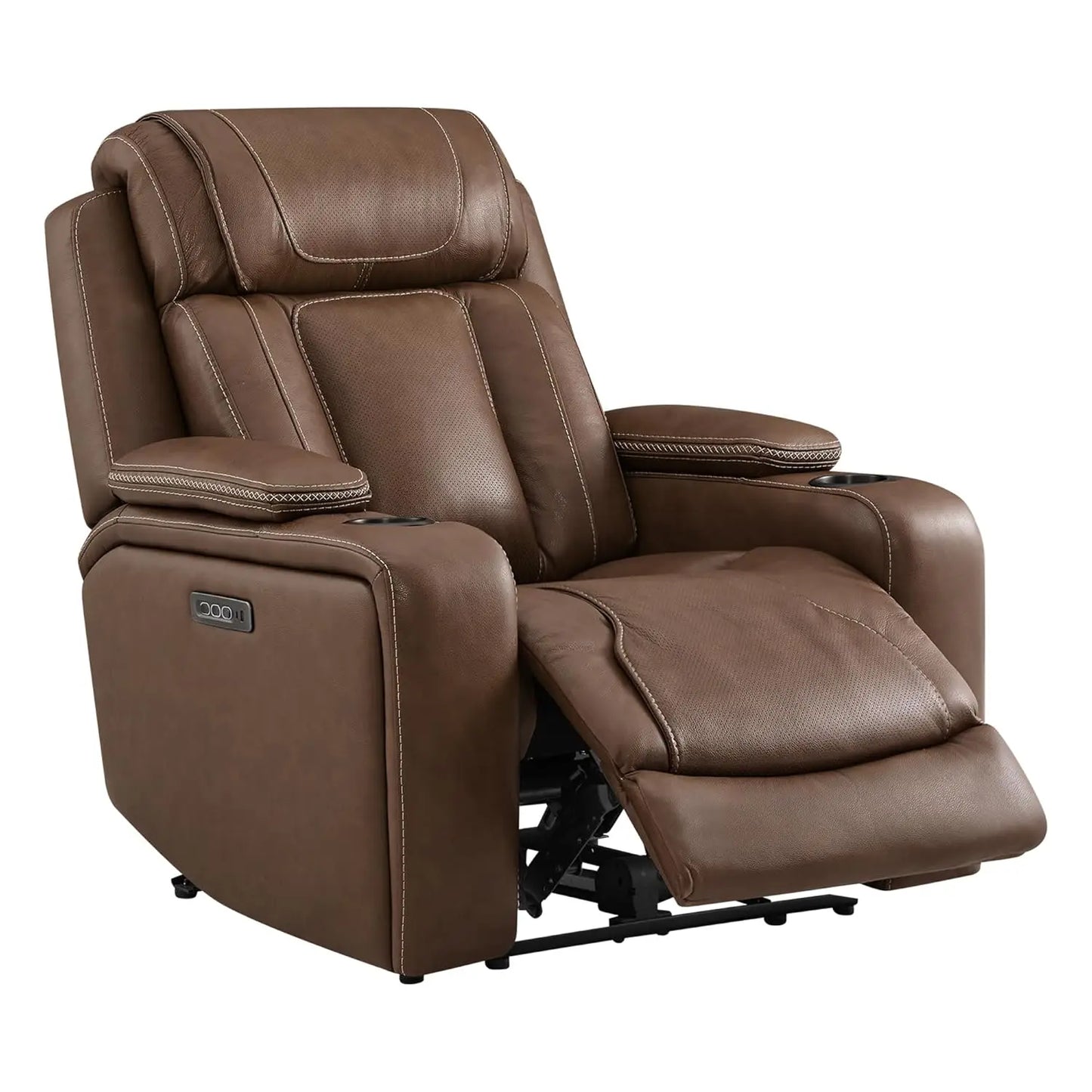Super Zero Gravity Recliner Chair, Oversized Genuine Leather Electric Recliner W Power Adjustable Headrest & Lumbar, Customized