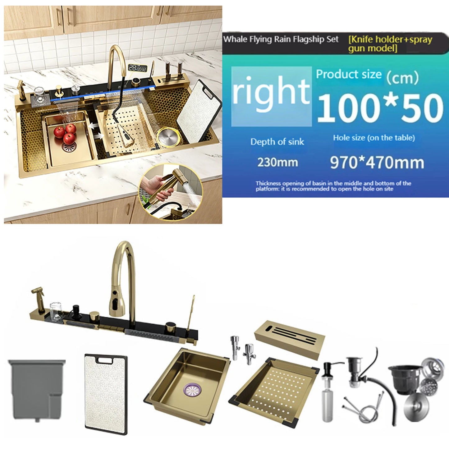 New Modern Stainless Steel Kitchen Sink Multifunctional Sinks Digital Display Large Single Slot Wash Dish Bowl Various Styles