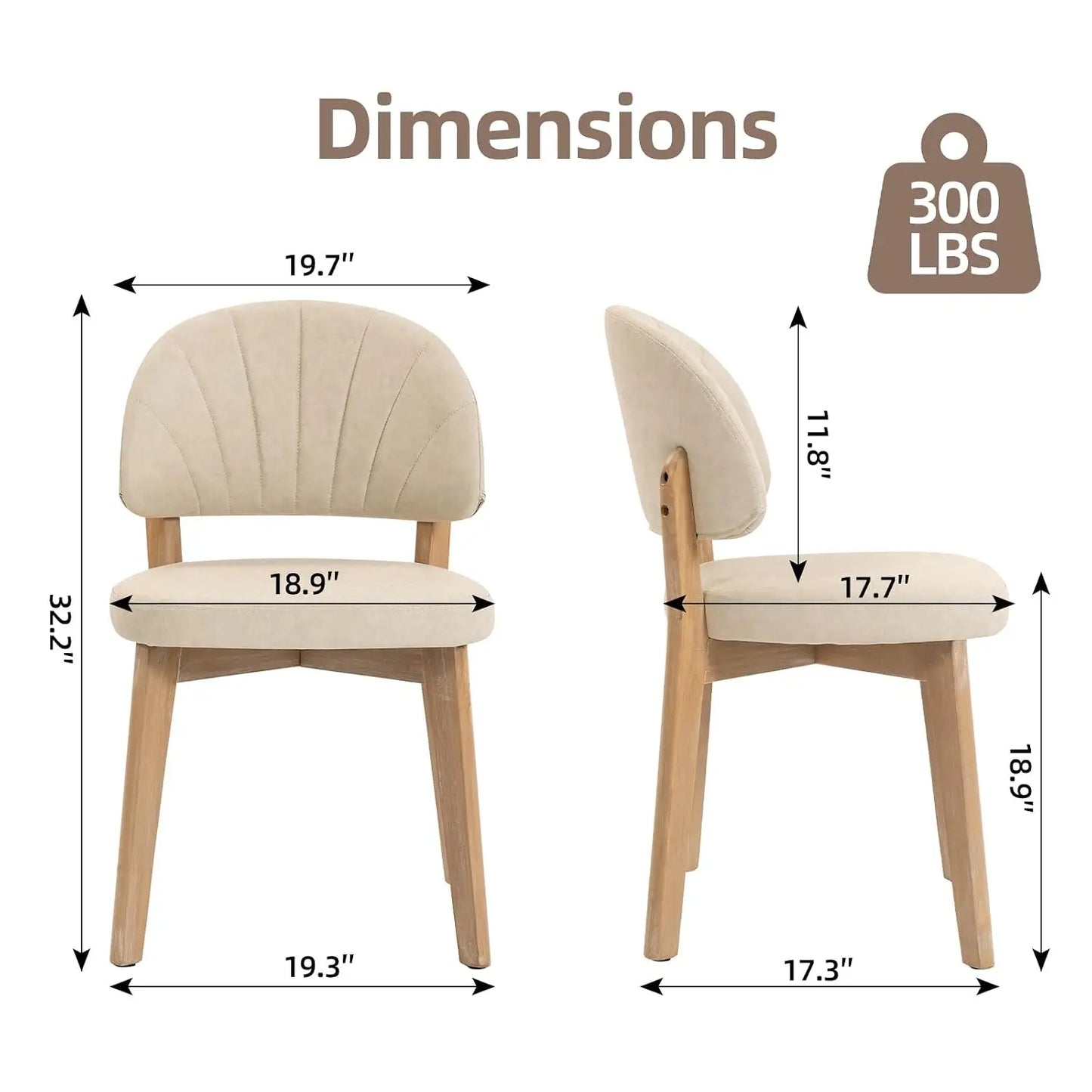 PU Leather Dining Chairs Set of 4, Upholstered Kitchen & Dining Chairs, Mid Century Solid Oak Wood, Custom