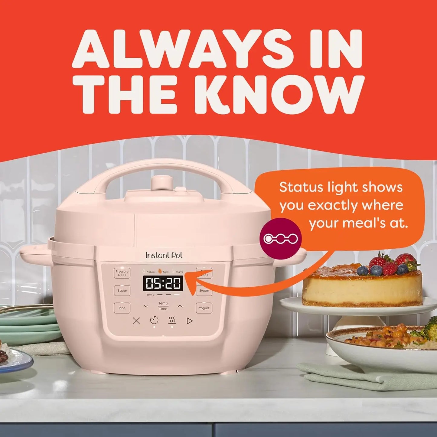 4QT Mini 7-in-1 Multi-Cooker: Pressure Cook, Slow Cook, Sauté, Steam, Rice Maker, Yogurt & Warmer in Rosewater
