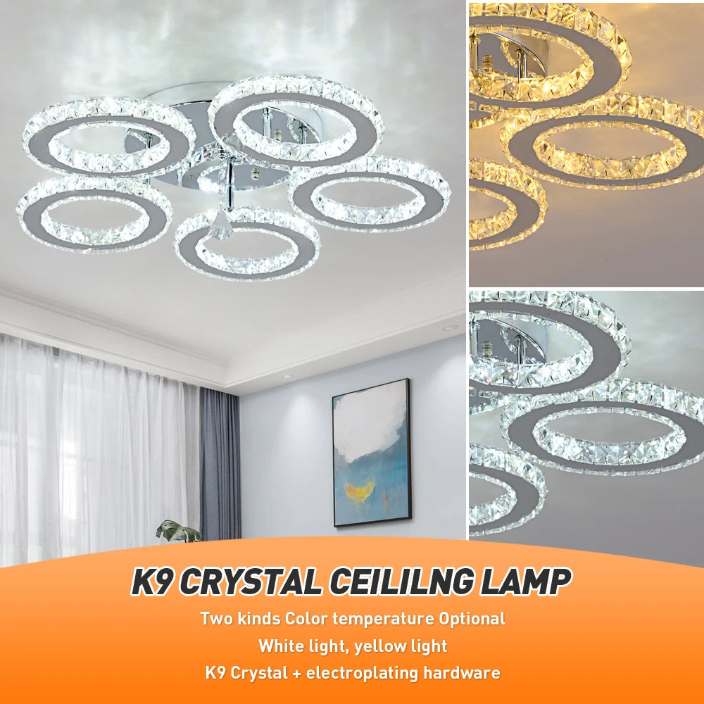 Modern Luxury Ceiling Crystal Chandelier Decoration Home Furniture Living Room Hanging Ceiling Lamp Kitchen Light Led Lighting