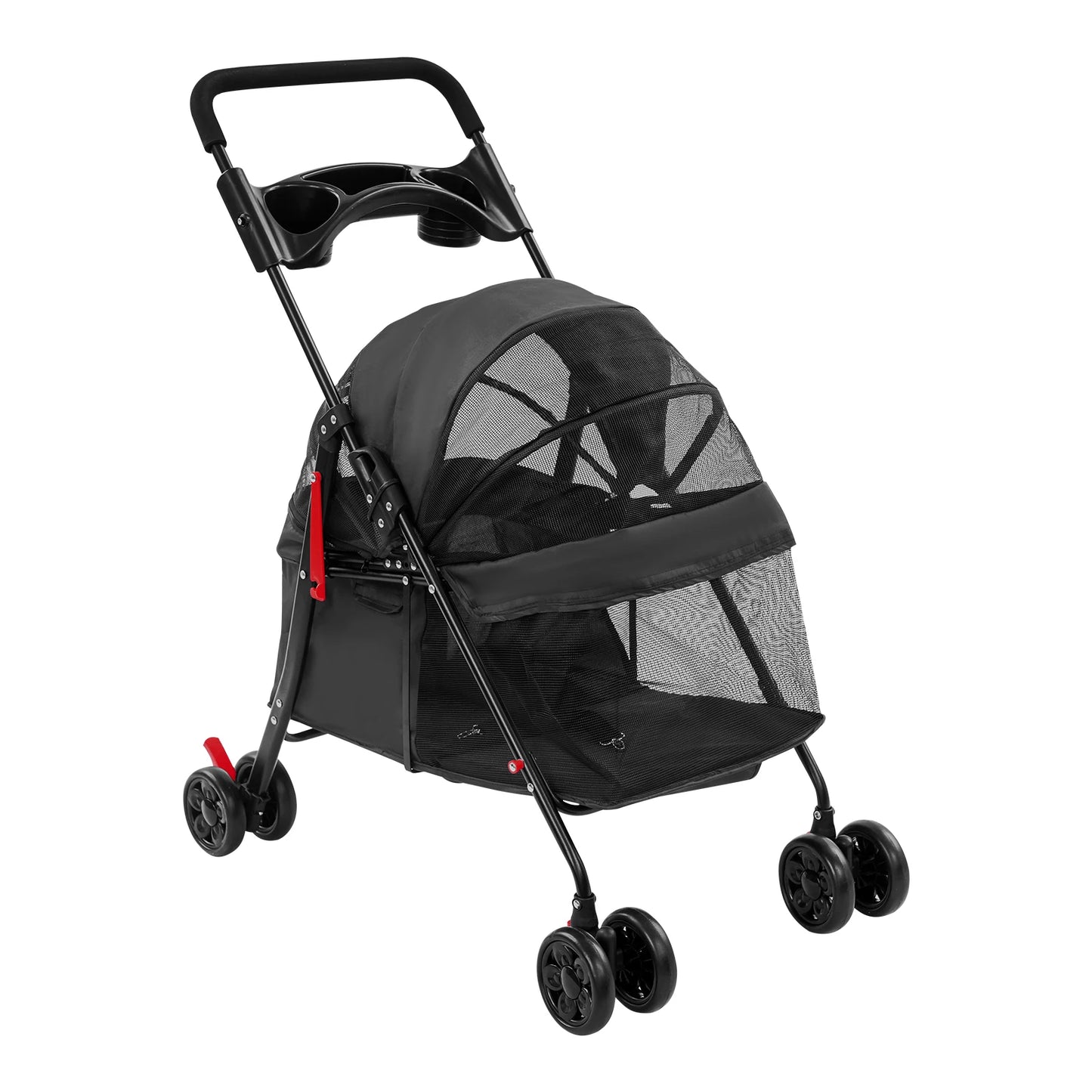 Foldable Pet Stroller Dogs Travel Cart Cats Wheelcart 69*49*97cm Lightweight for Small to Medium-sized Dog and Cat 4.54-18.14kg