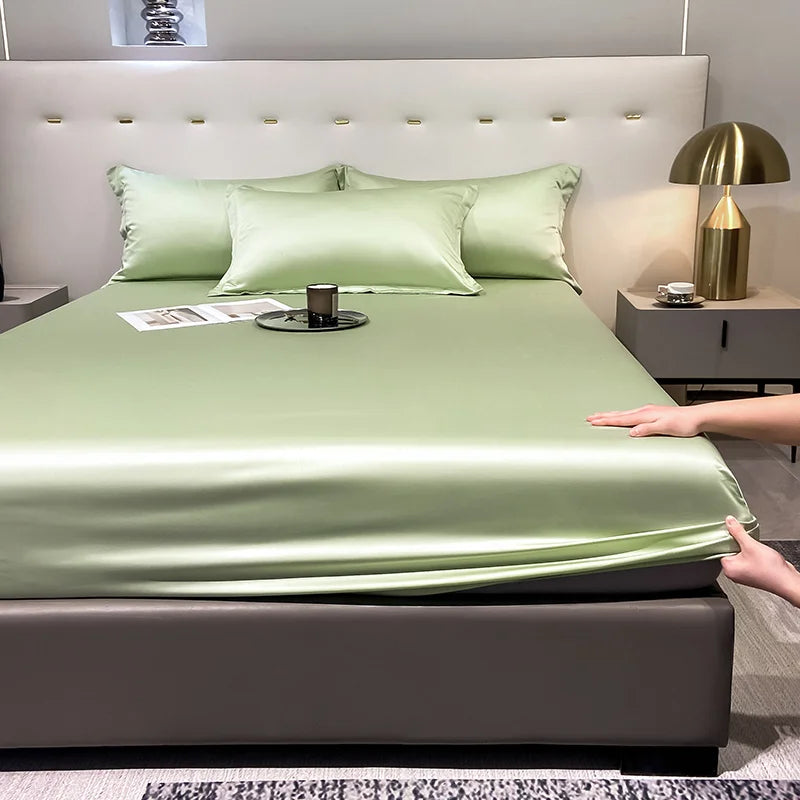 Natural Mulberry Silk Fitted Sheet  Mattress Cover Queen King Size Customized Size Luxury High-End Silk Bedding Sheets