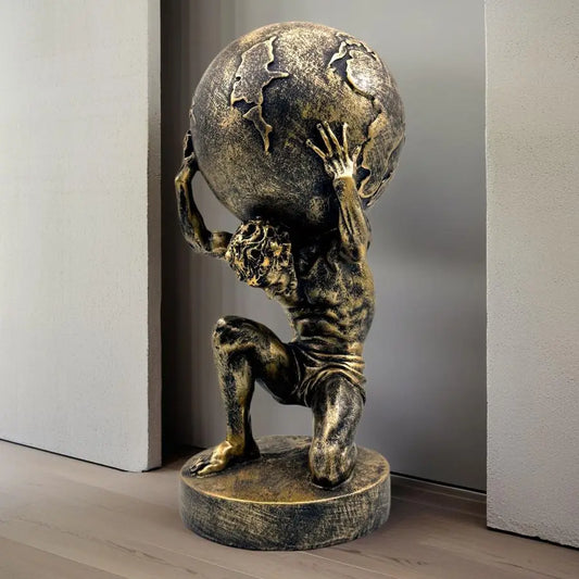 FUNSXBUG 11 Inch Large Atlas Holding World Greek God Statue Sculpture Collectible Figurine Home Decor Living Room Desktop Decor