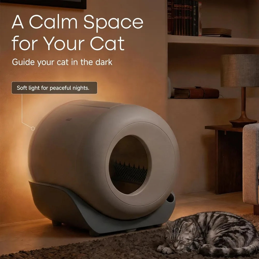 Automatic Litter Box Self Cleaning, Kitty Litter Box, Smart Safety Sensors, Odor & Leak Control, Large Capacity，Customized