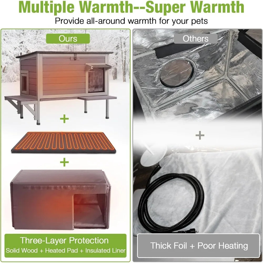 gutinneen heated cat house for outside outdoor cat house insulated weatherproof feral cat shelter with heater and insulated line