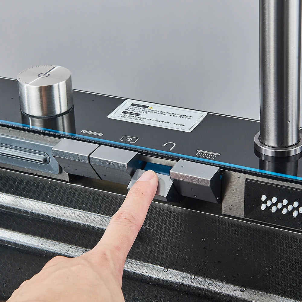 304 Stainless Steel Kitchen Waterfall Sink Digital Display Large Single Sink Dish Basin Sink With Multifunction Touch Waterfall