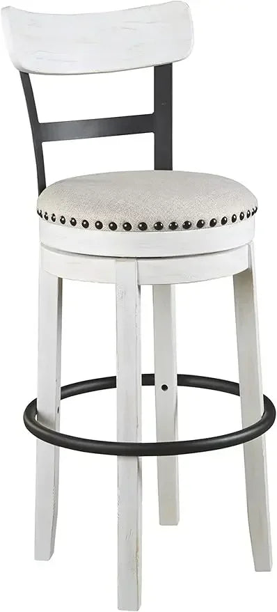 valebeck 30" modern swivel pub height barstool, whitewash