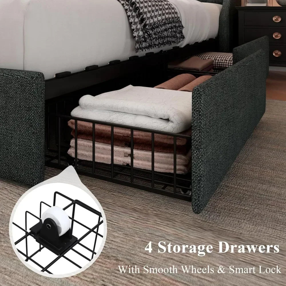 BestsellerBestsellerBestsellerfeonase queen bed frame with 4 storage drawers, upholstered storage bed with charging station, tuf