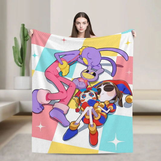 A-Amazing D-Digital Anime Circus Cozy Super Soft Flannel Blanket, Funny Game Theme Warm Throw Blanket For Living Room,Home Decor