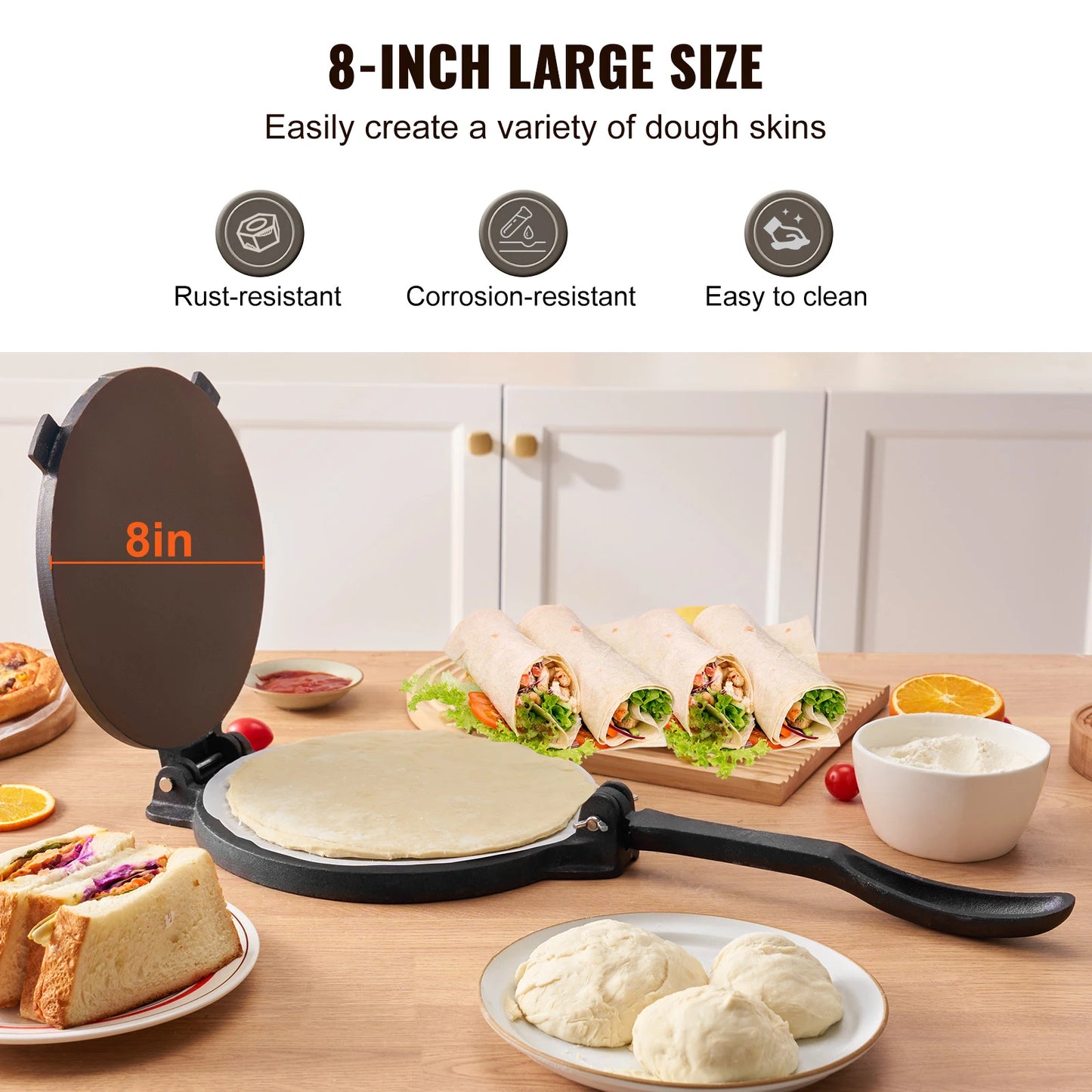 SucceBuy Tortilla PressCast Iron Heavy Duty Tortilladora Press Dough Maker for Flour Tortilla