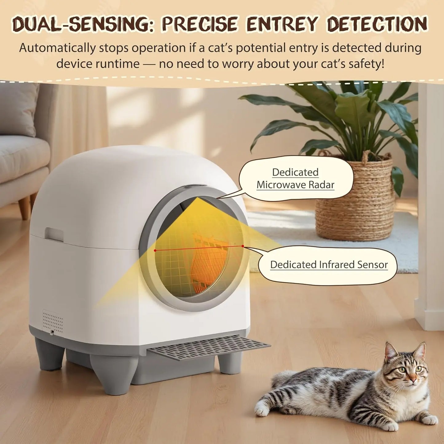 90L Large Capacity Automatic Self-Cleaning Cat Litter Box with APP Control & Safety Protection, Custom