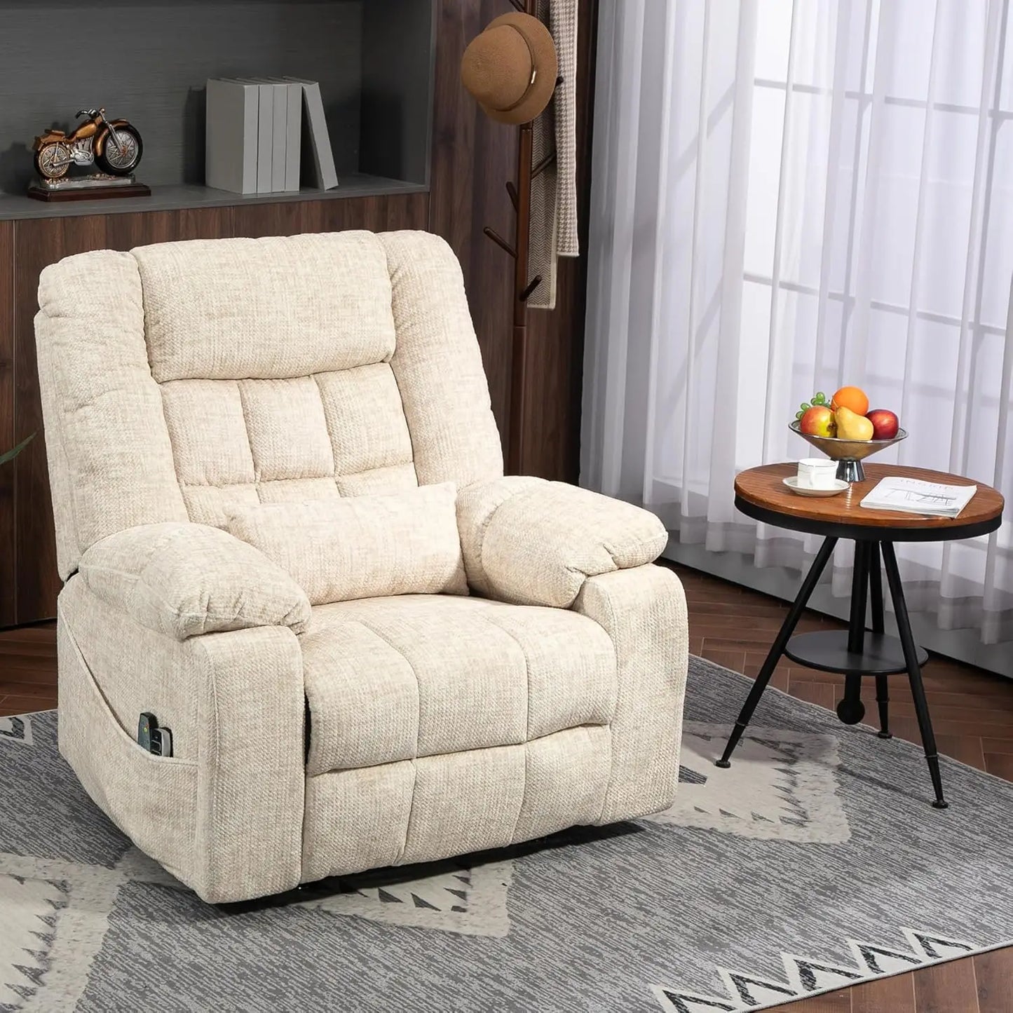 4 Motor Power Lift Recliner Chair for Elderly, Oversized Lay Flat Recliner with Massage Heat, Adjustable Headrest,, Customized