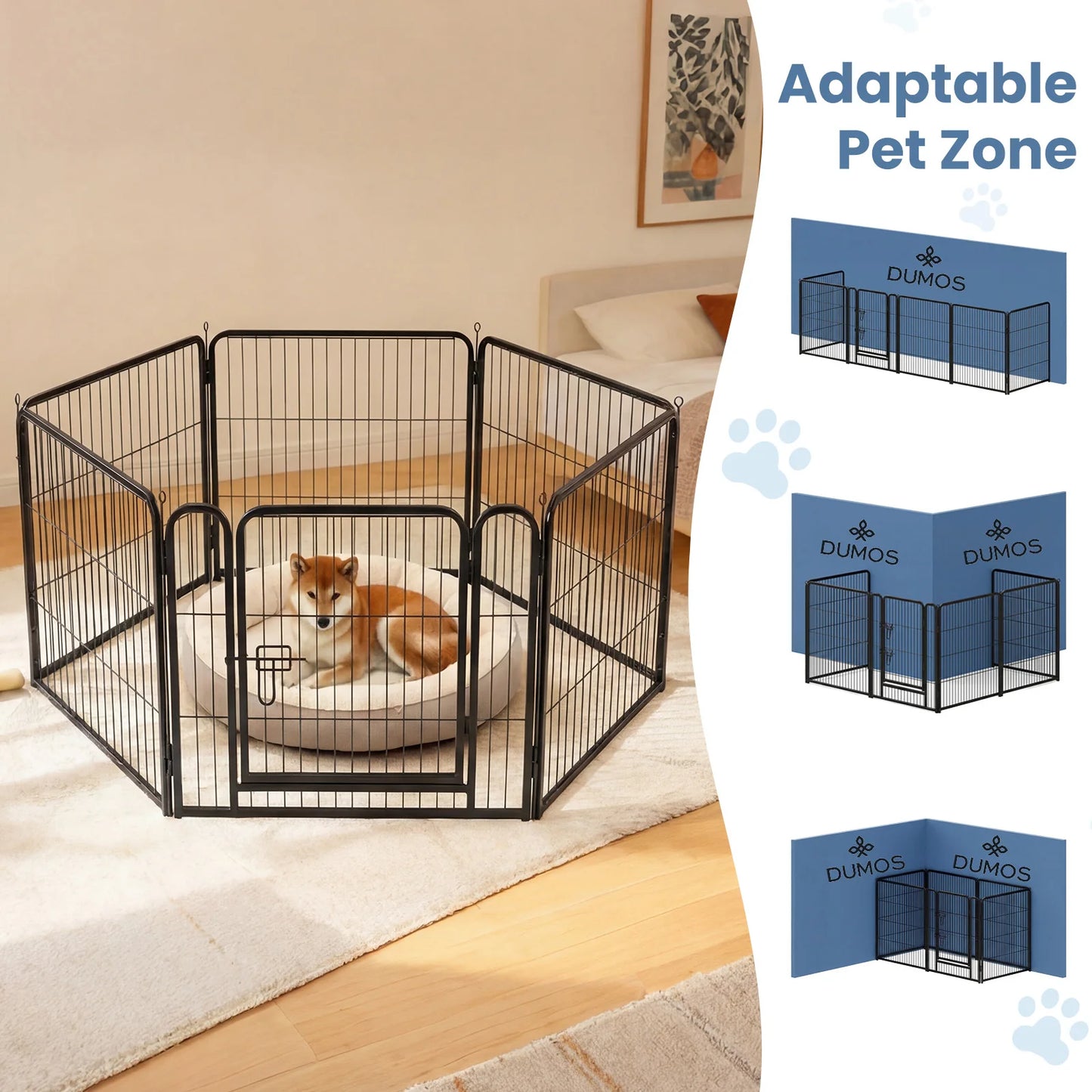 JHK 6 Panels Metal Dog Playpen Pet Fence 24 Inch to 40 Inch Foldable Large Dog Puppy Exercise for Yard Gate Camping Outdoor