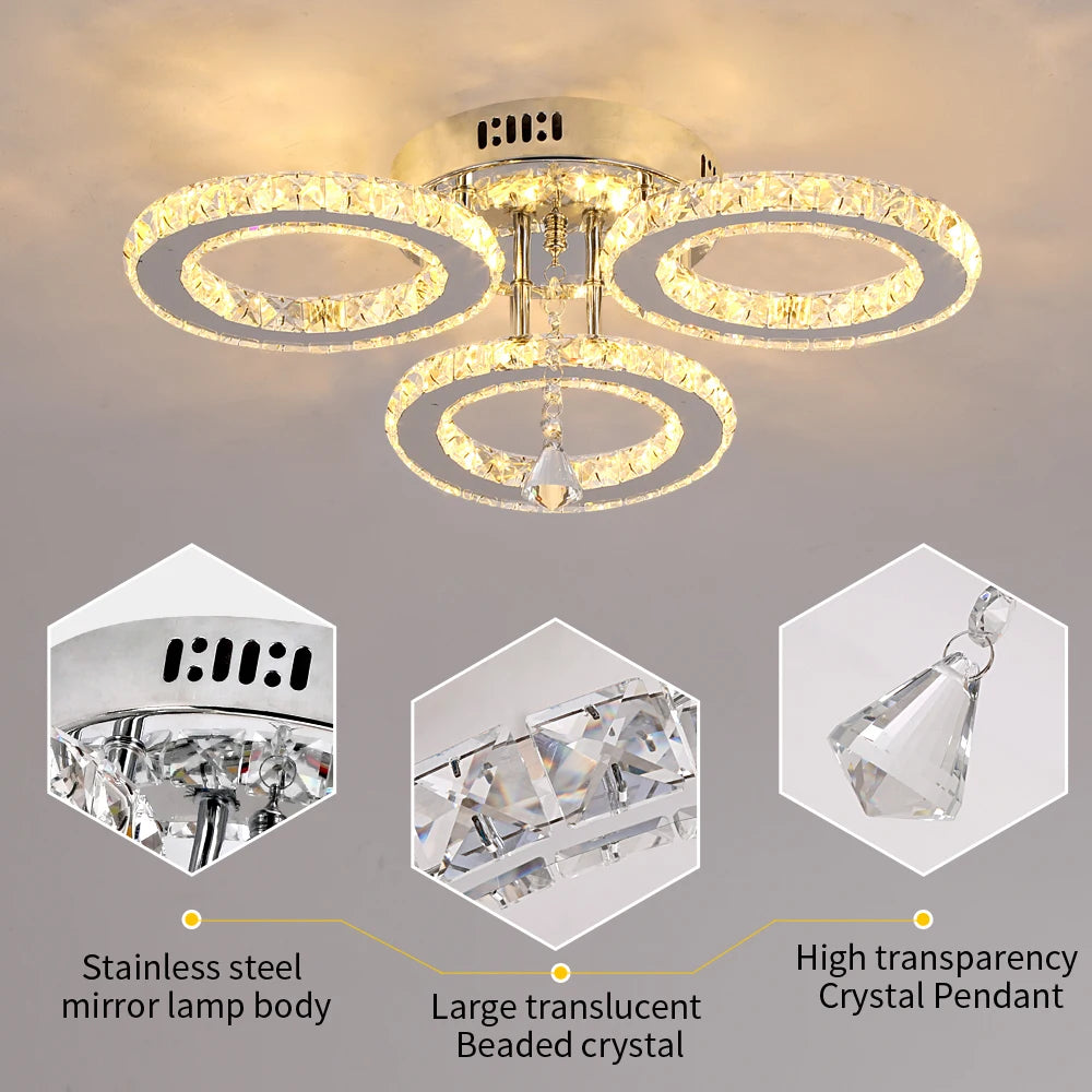 Modern Luxury Ceiling Crystal Chandelier Decoration Home Furniture Living Room Hanging Ceiling Lamp Kitchen Light Led Lighting