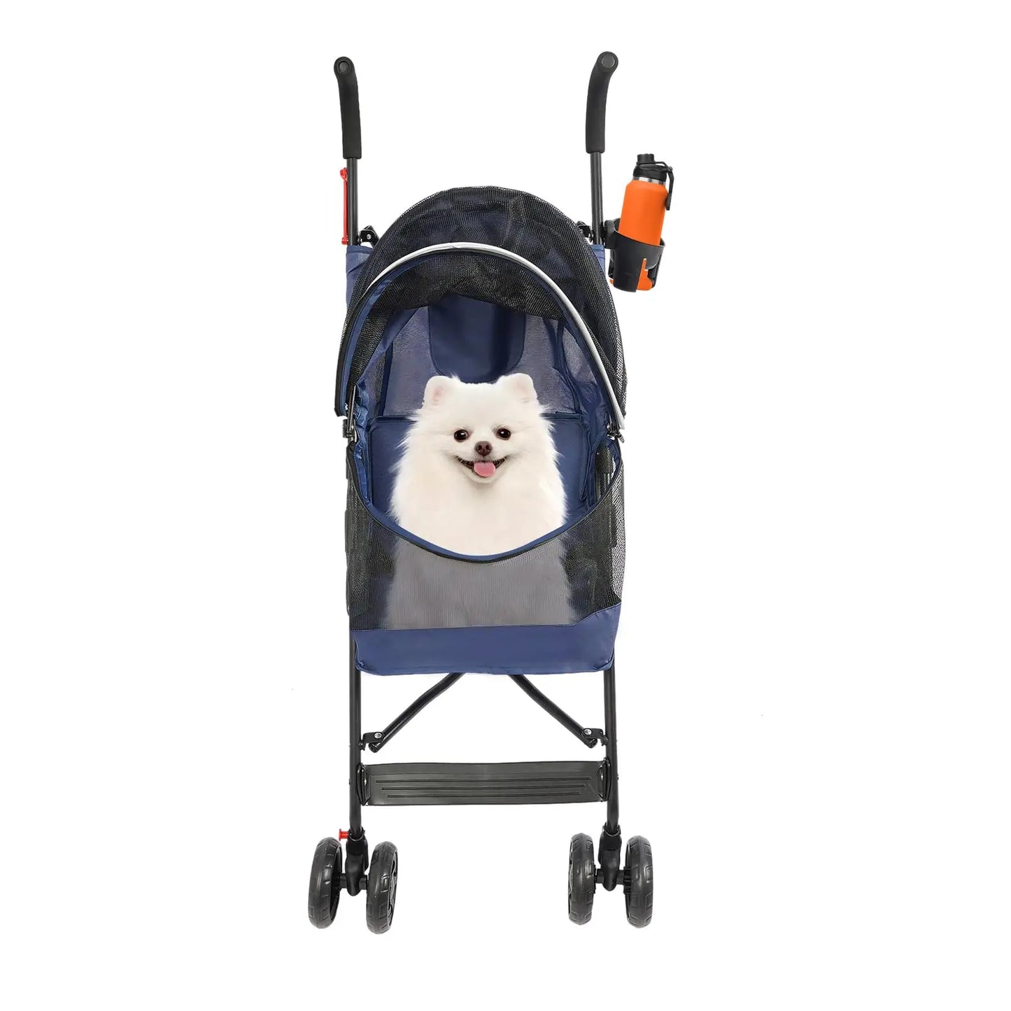 4 Wheels Pet Stroller with Waterproof Cover |   Easy-Fold Travel Carrier |   Pet Strolling Cart for Small/Medium Dogs and Cats |   With