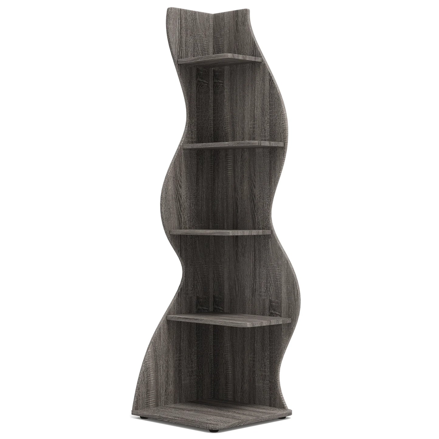 Tribesigns Corner Shelf, Modern 5-Tier Wall Corner Bookshelf, Stylish Corner Small Bookcase Storage Rack Plant Stand