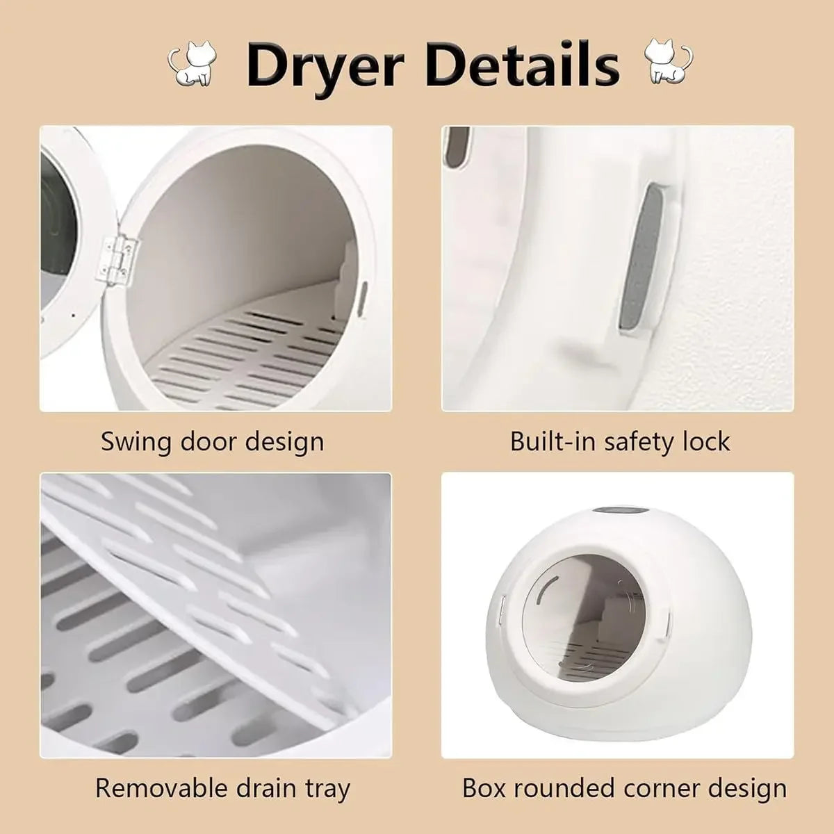Ultra Quiet Pet Dryer Box, Adjustable Temp & Time for Cat Dog Home Drying Machine, Custom