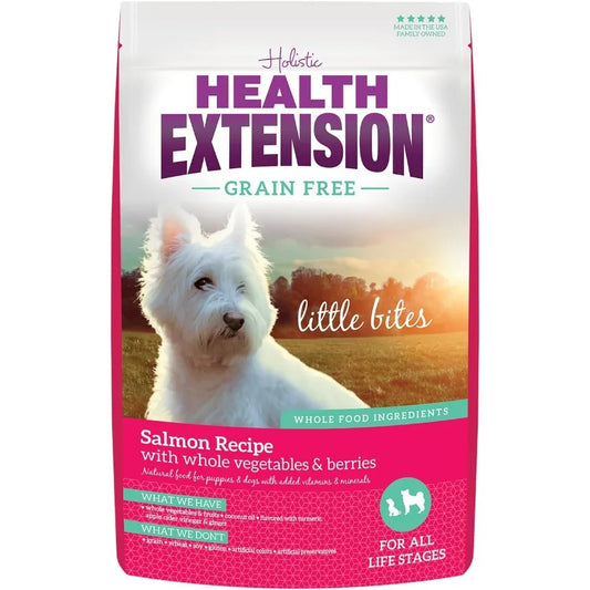 Grain Free Salmon Sweet Potato Little Bites Small Kibble Formula with 30+ Superfoods Omega 3 and Probiotics for Teacups Toys Mi