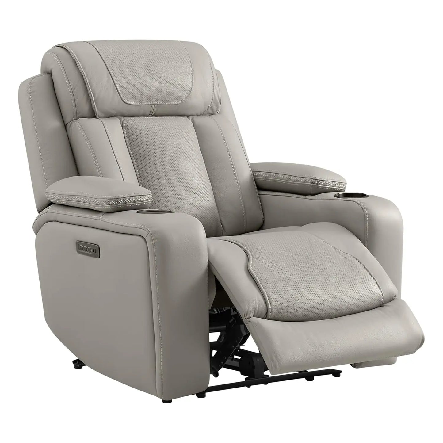 Super Zero Gravity Recliner Chair, Oversized Genuine Leather Electric Recliner W Power Adjustable Headrest & Lumbar, Customized