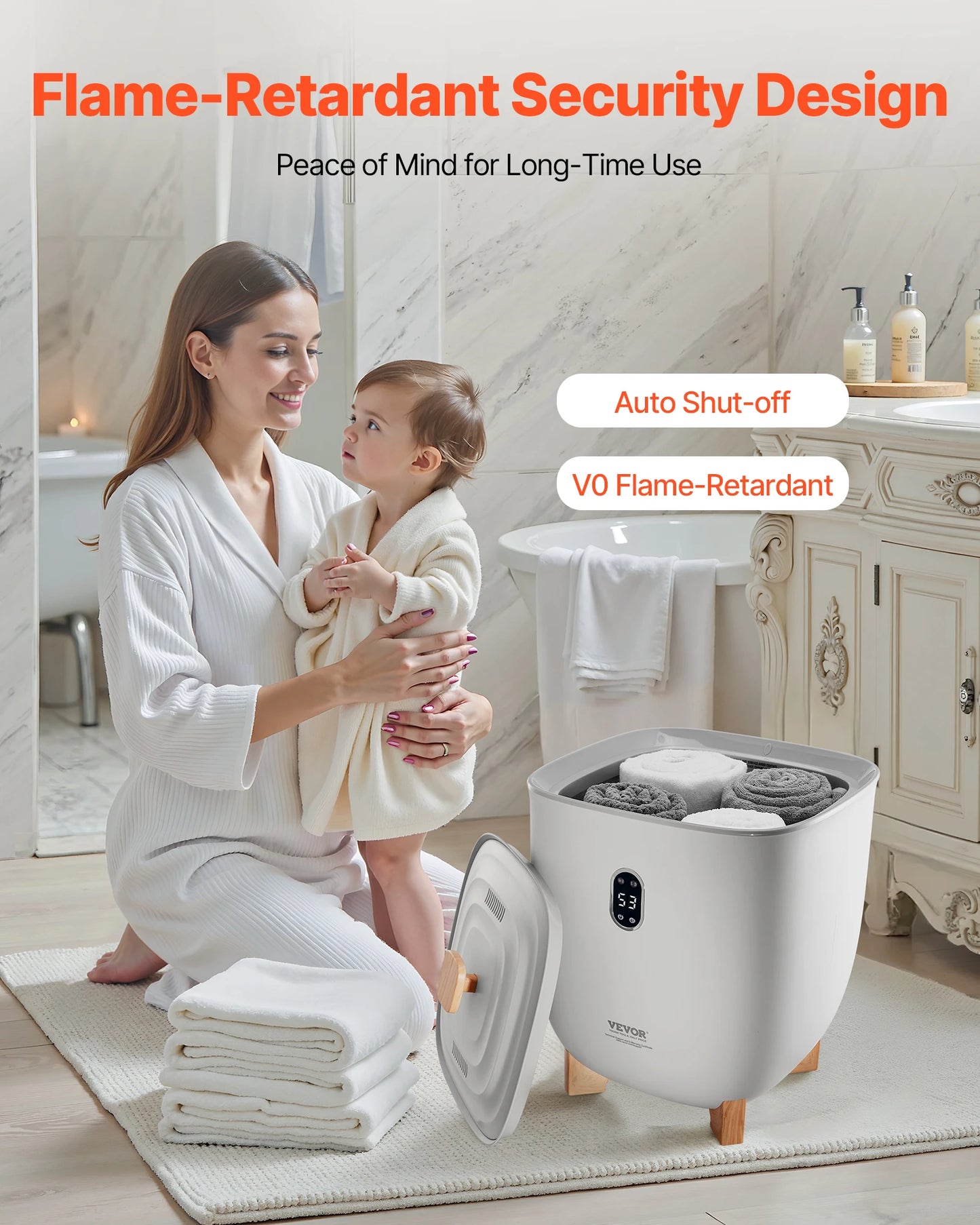 SucceBuy Towel Warmer Bucket 25L Heated Towel Warmer w/ LED Light Auto Shut off & Temperature Setting Large Blanket Warmers SPA