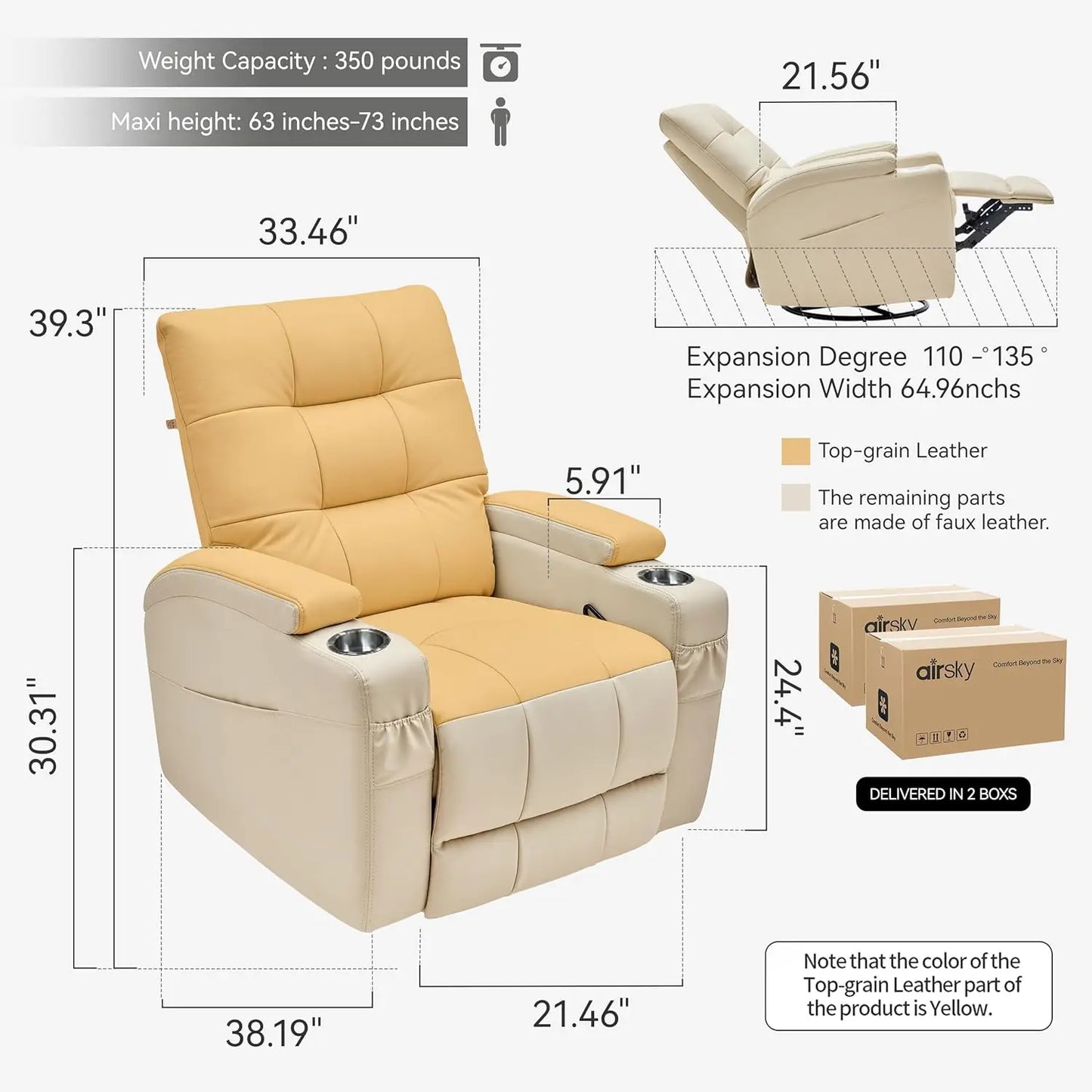Leather Recliner Chair, Swivel Rocker Recliner Chair, Rocking Chair Nursery, Glider Rocking Chair with Thick, Customized