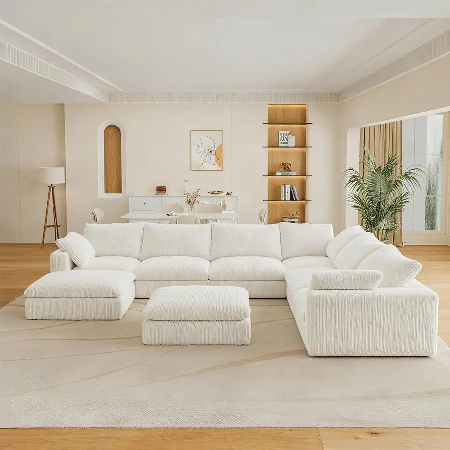 157 Cloud Modular sectional Sofa, Comfy Large sectional couches for Living Room, 8 Seater U Shaped Couch with Ottoman, Down Sofa