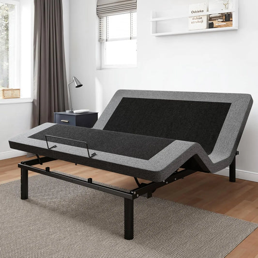 Large Adjustable Bed Frame with Adjustable Legs, Electric Bed Base, Wireless Remote Control, Silent and Durable