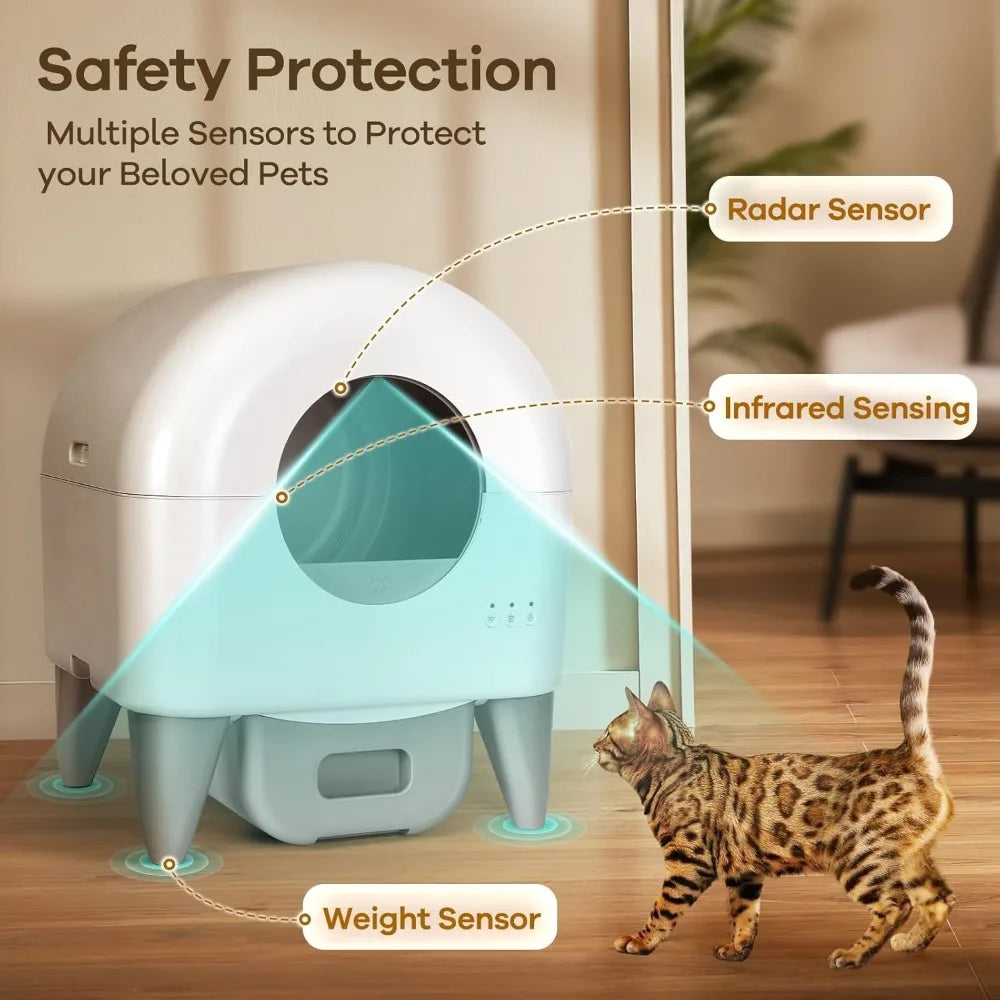 Automatic Self Cleaning Litter Box | Large Capacity for Multiple Cats | App Control with Safety Protection to Ensure Pet Safety