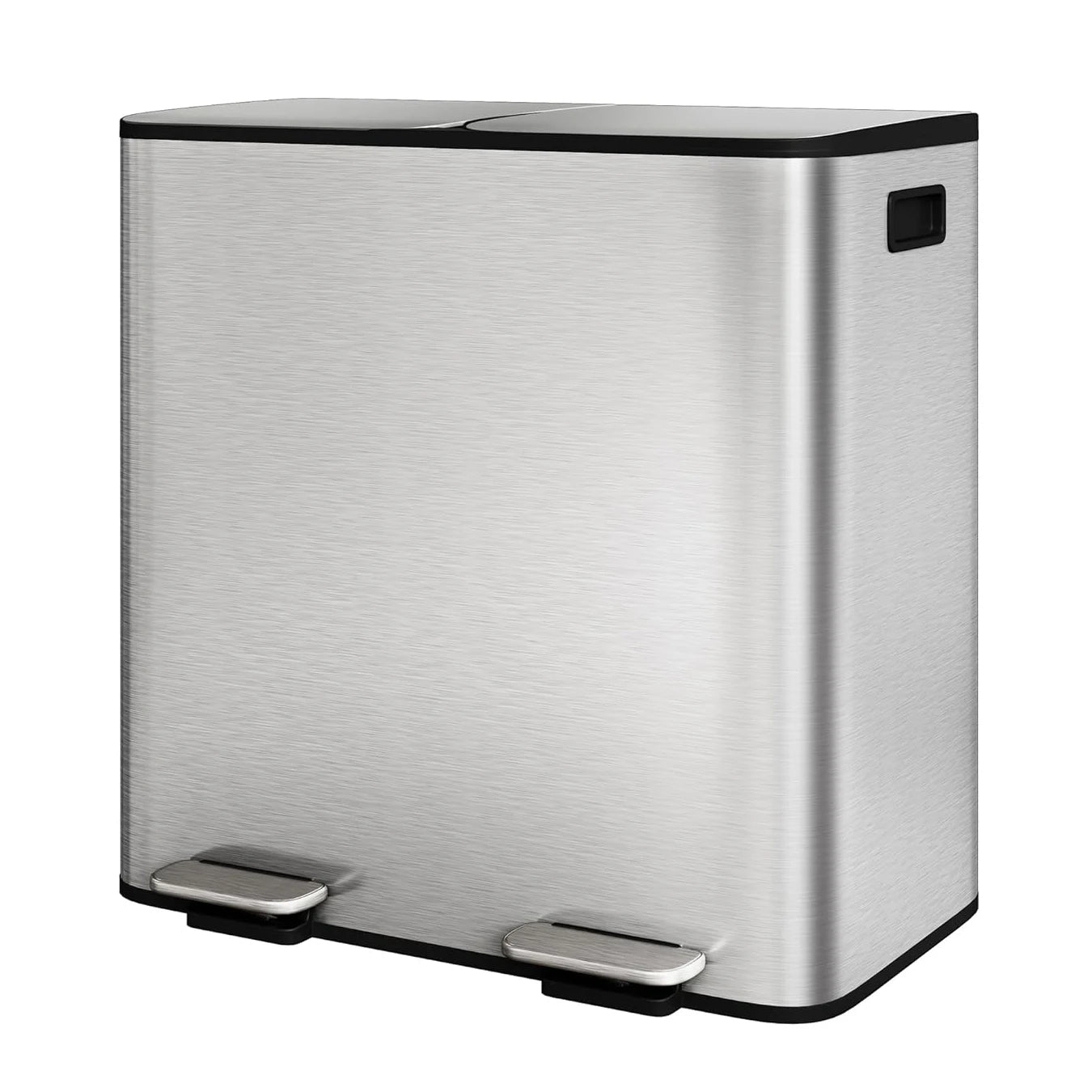 Stainless Steel Dual Trash Can Double Compartment Garbage and Recycling Bin Combo with Lid,Step-On Pedal,Removable Liner Buckets