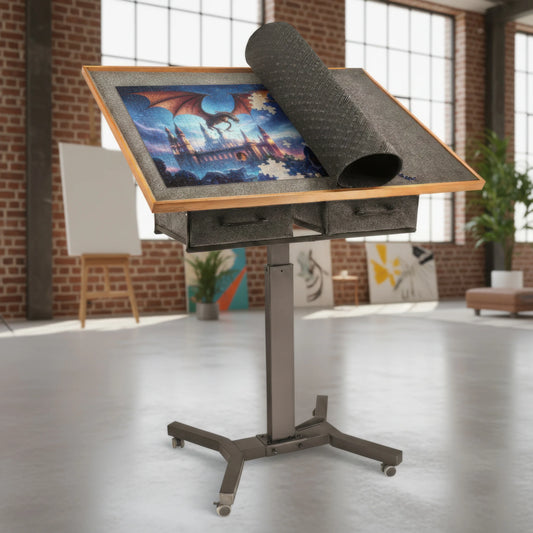 1500 Pieces Jigsaw Puzzle Table with Wheels and Drawers, Adjustable Height & Tilt Angle for Adults Indoor Game Ideal Gift