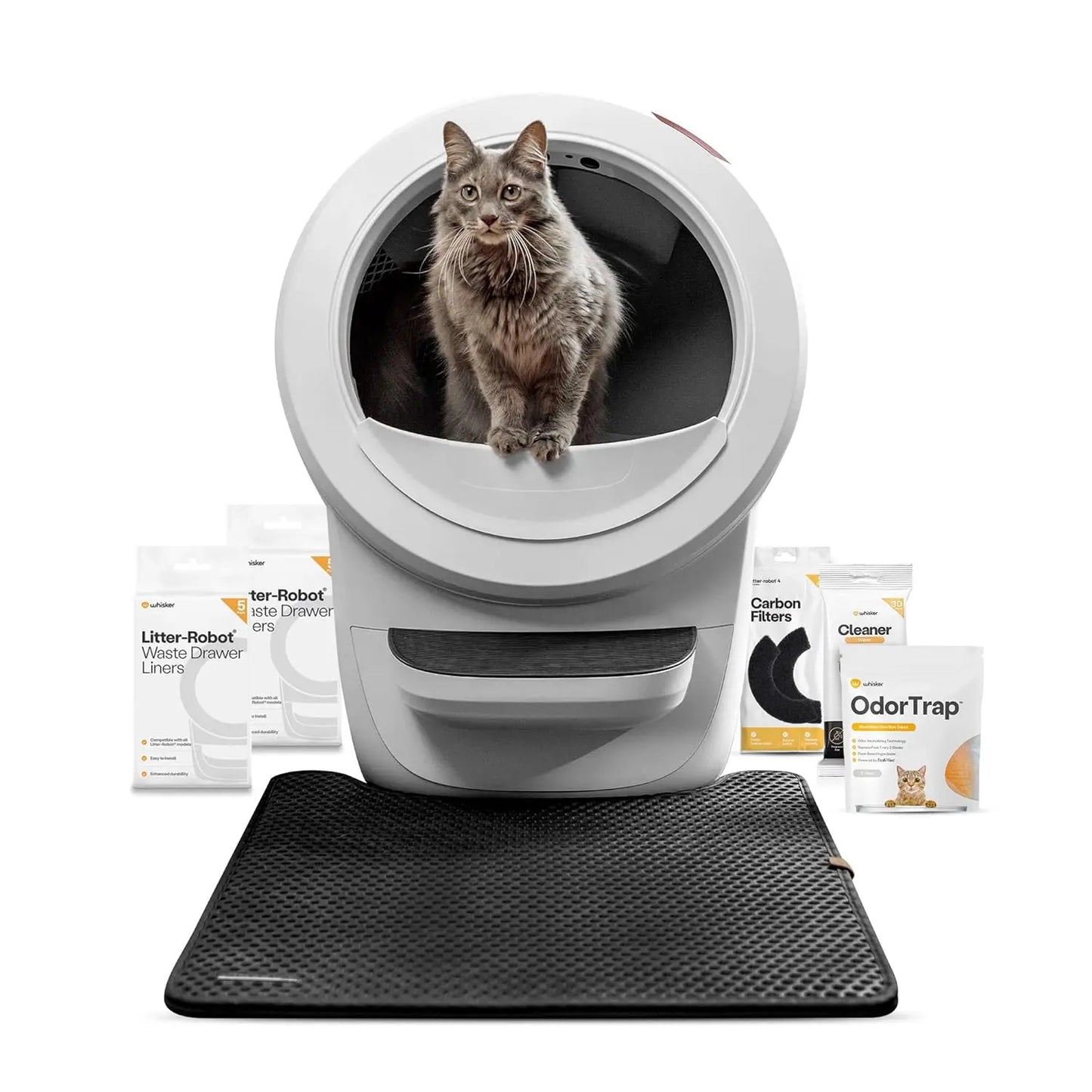 Automatic Self Cleaning Cat Litter Box Kit, Mat, Odor Trap Liners, Wipes, Carbon Filters for Multi-Cat Home, 30W, Black, Custom