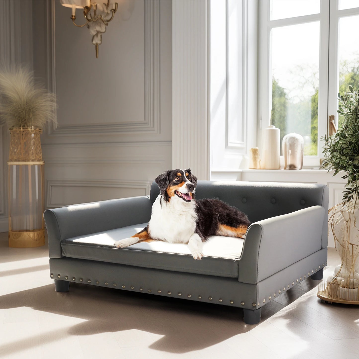 BINGOPAW Rectangle Pet Bed for Medium and Large Dogs, Durable Elevated Dog Sofa Bed, Comfortable Dog Couch, Modern Dog Sofa