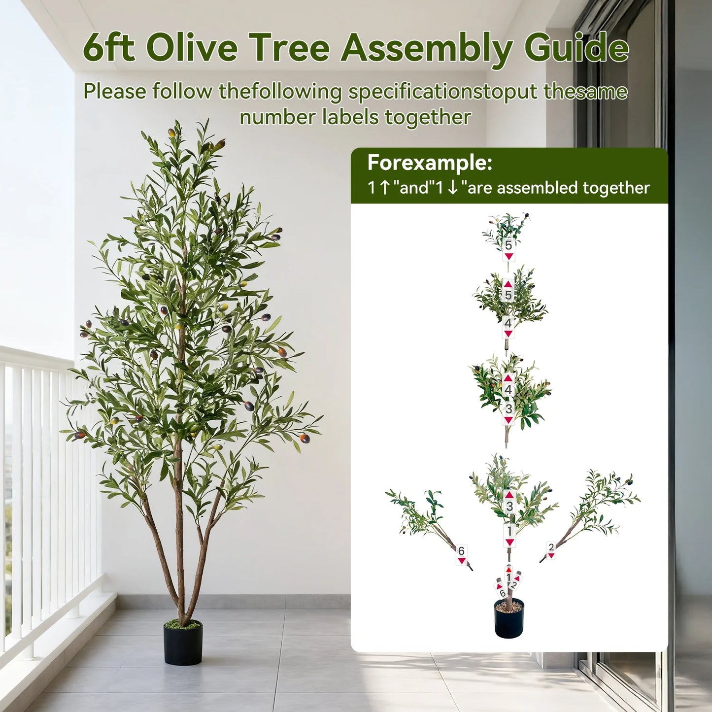 Artificial Olive Tree 7FT Tall Faux Plant Secure PE Material Anti-Tip Tilt Protection Low-Maintenance Tree for Home