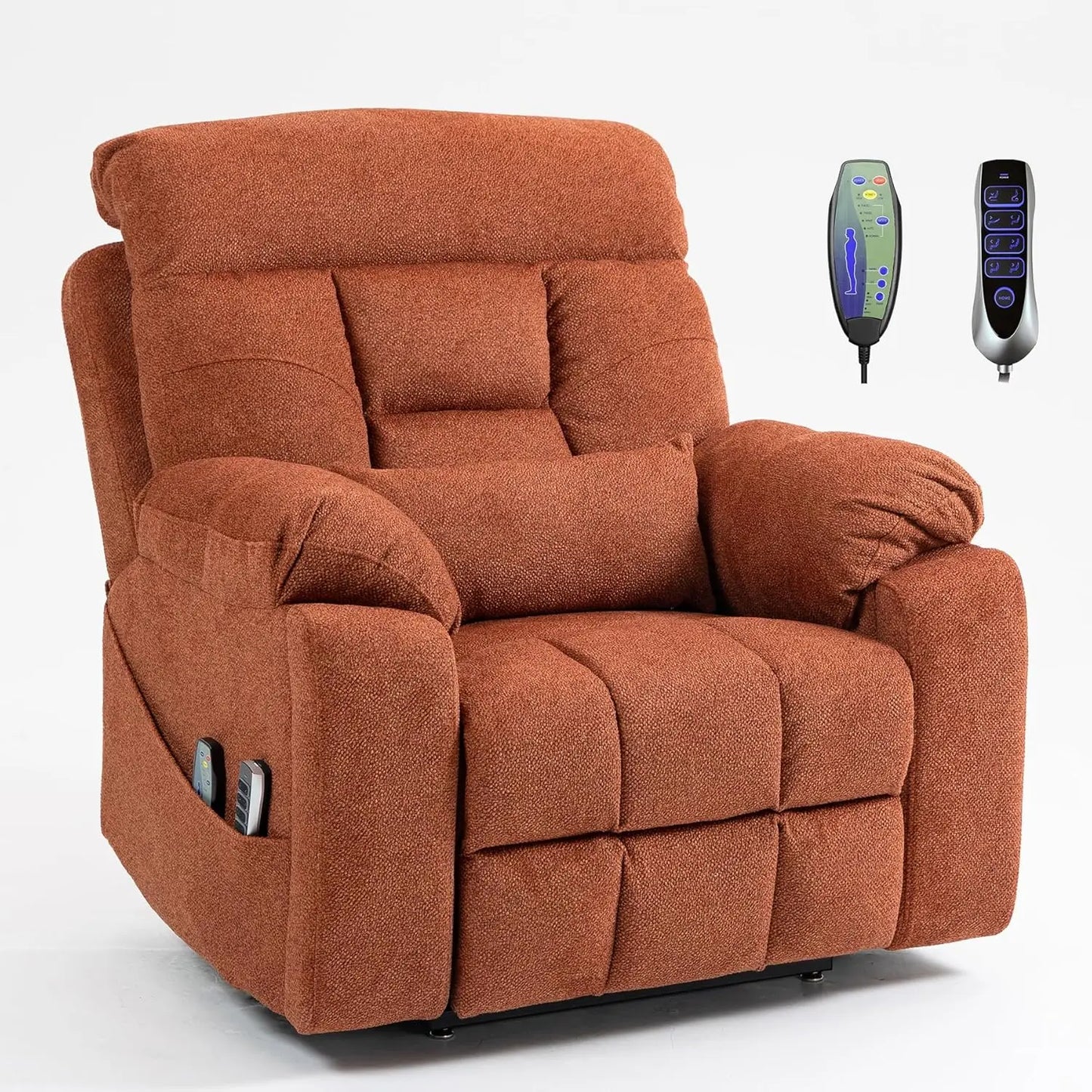 4 Motor Power Lift Recliner Chair for Elderly, Oversized Lay Flat Recliner with Massage Heat, Adjustable Headrest,, Customized