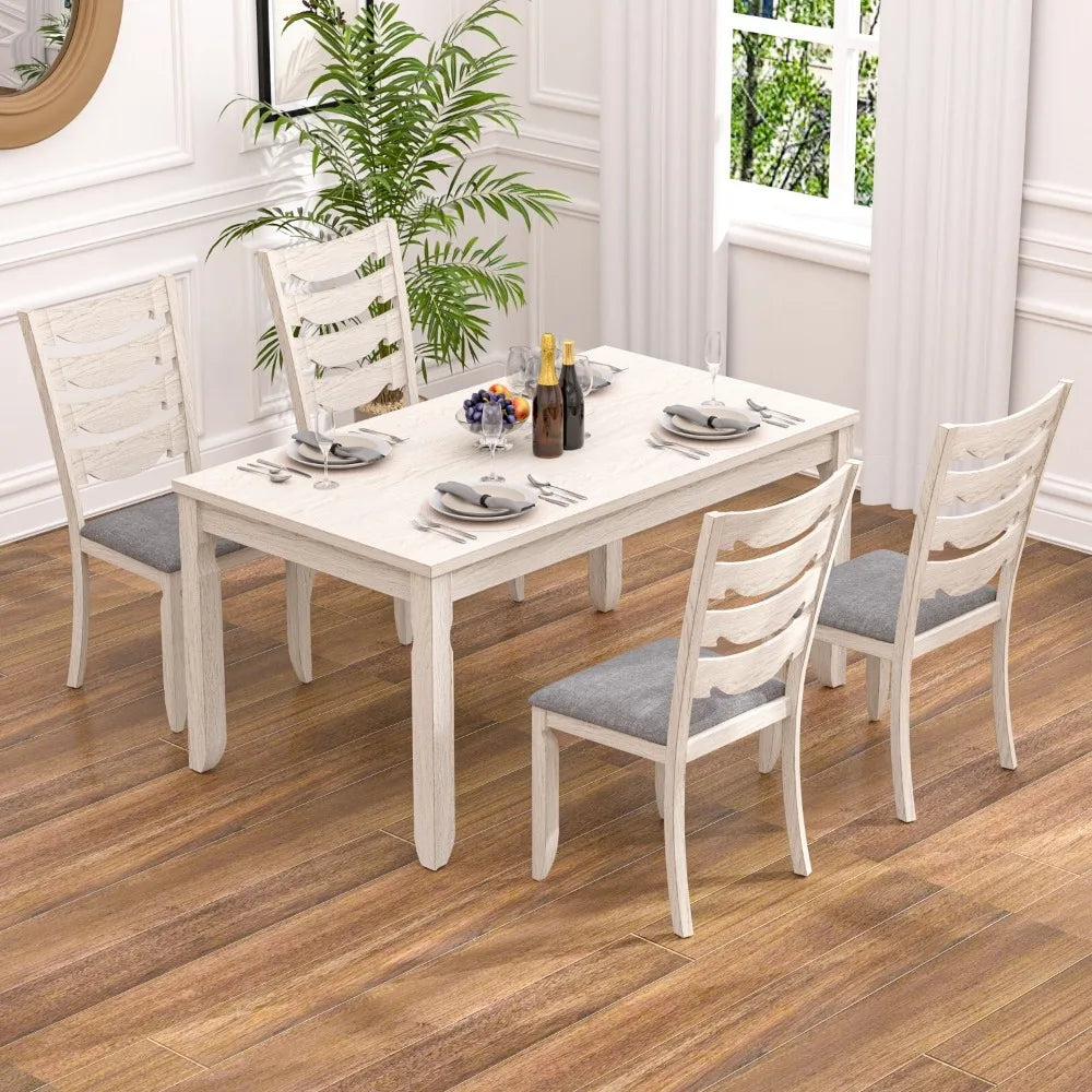 Classic Solid Wooden Dining Table and 6 Chairs Set Kitchen Home for Dining Room