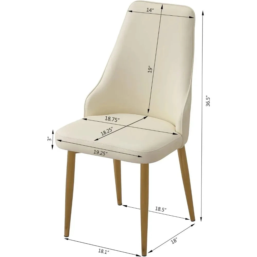 Modern PU Leather Dinner Chairs Set of 2 with Metal Legs for Kitchen Dining Bedroom Living Room Accent Chairs，Customized