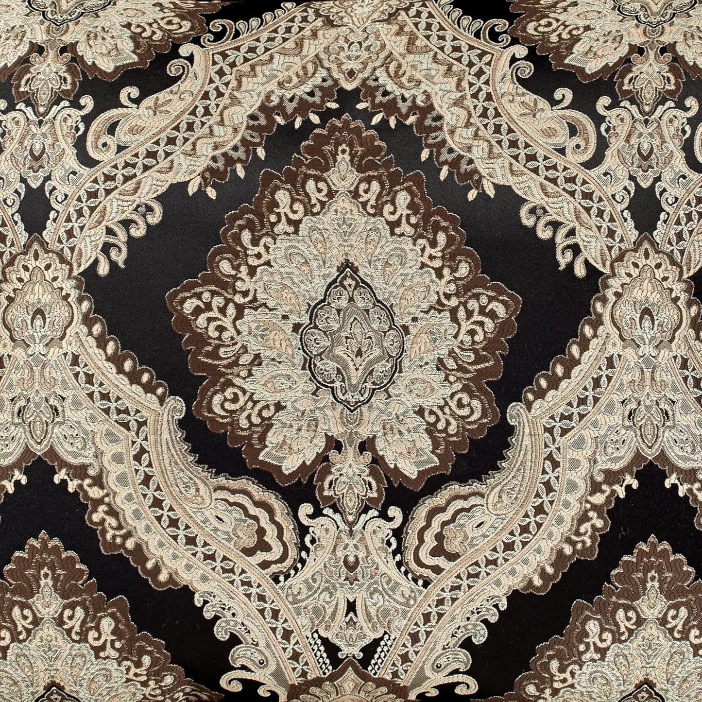 Fenmore Damask Medallion Oversized Luxury Bedding | Rich Black Taupe Silver Gray Wheat Almond | 4 Piece Comforter, Customized