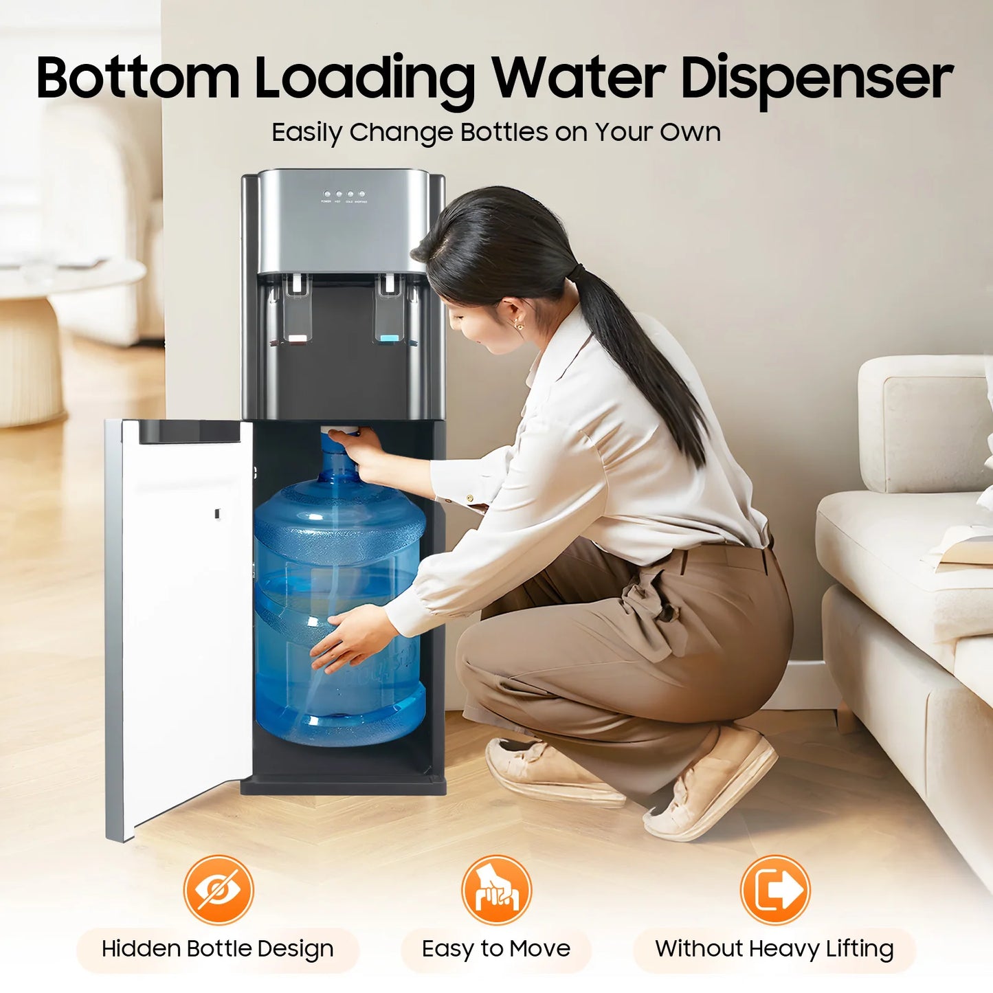 Bottom Loading Water Dispenser for 5 Gallon Bottle Water Dispenser with Heating and Cooling Functions for Home Office LivingRoom