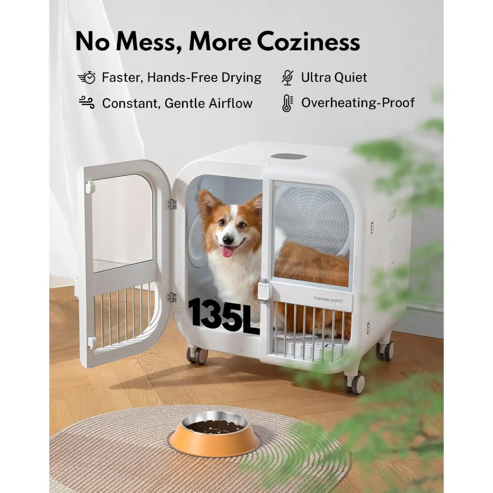 Drybo Ultra Pet Dryer Box - Ultra Quiet, Smart Temperature Control, 360° Efficient, 4 Locking Swivel Casters for, Customized