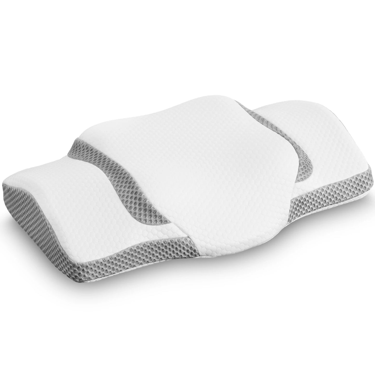 JHK Queen Size Memory Foam Cervical Neck Pillow Ergonomic Support Contour for Side with Arm Rest Slot and Ice Silk Pillowcase