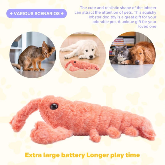 Floppy Lobster Dog Toys Plush Jumping Lobster Interactive Toy， Plush Pet Chew Toy, B
