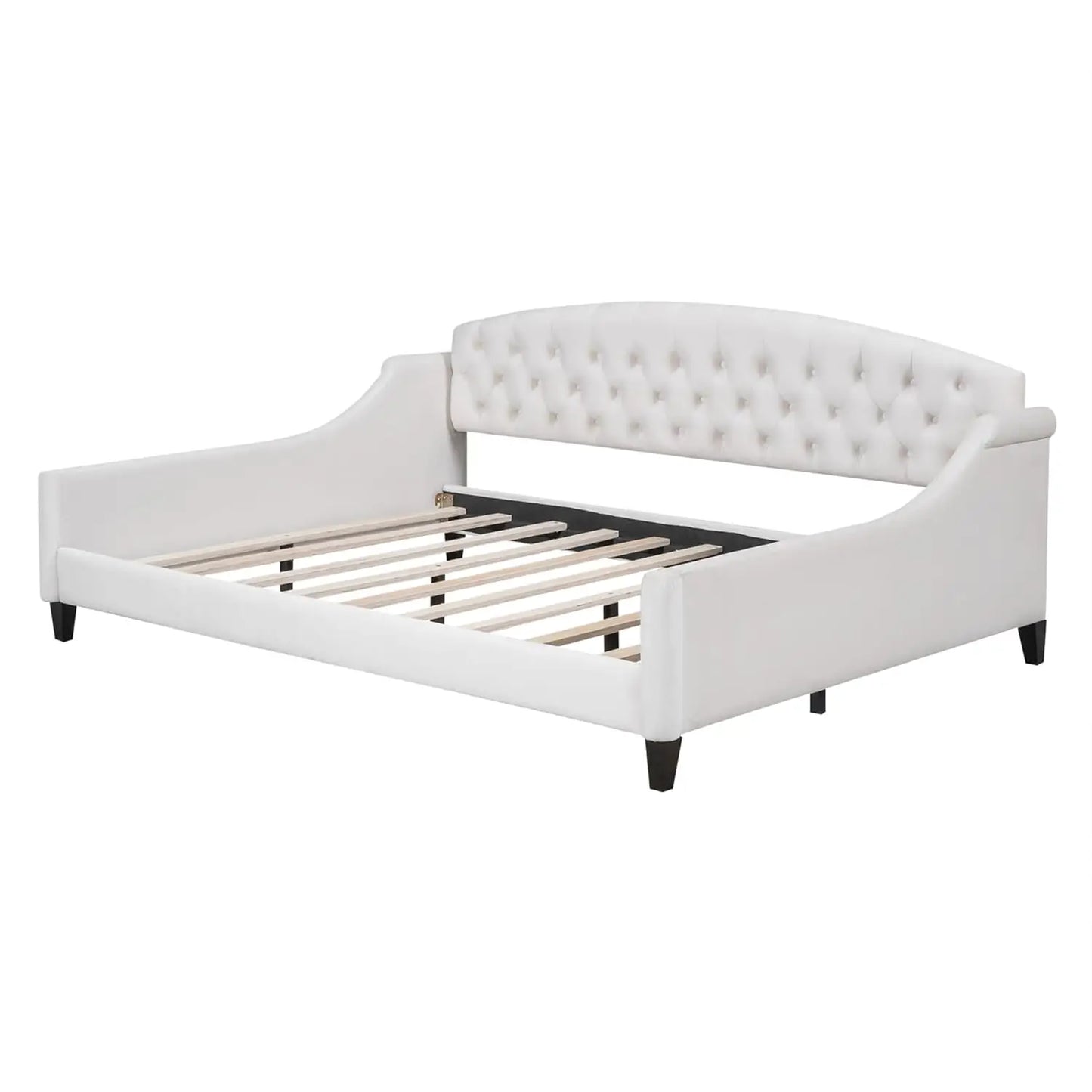 Full Size Daybed, Modern Luxury Tufted Button Upholstered Full Sofa Bed for Bedroom Living Room, Beige, Customized