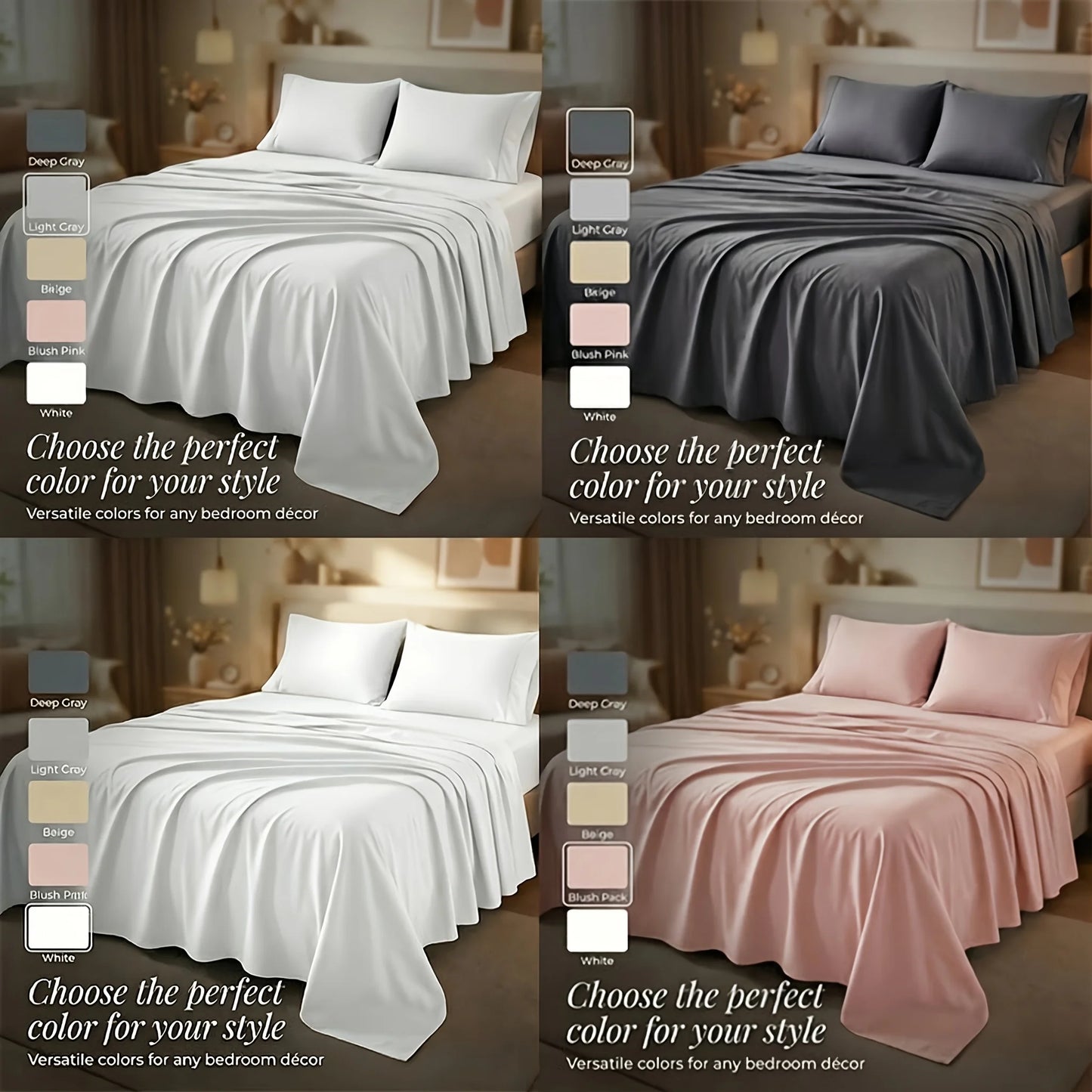 Cooling Bamboo Bed Sheets Set for Twin, Full, Queen, King and California King Size Bed - 18 Inch Deep Pocket - Bedding Sheets &