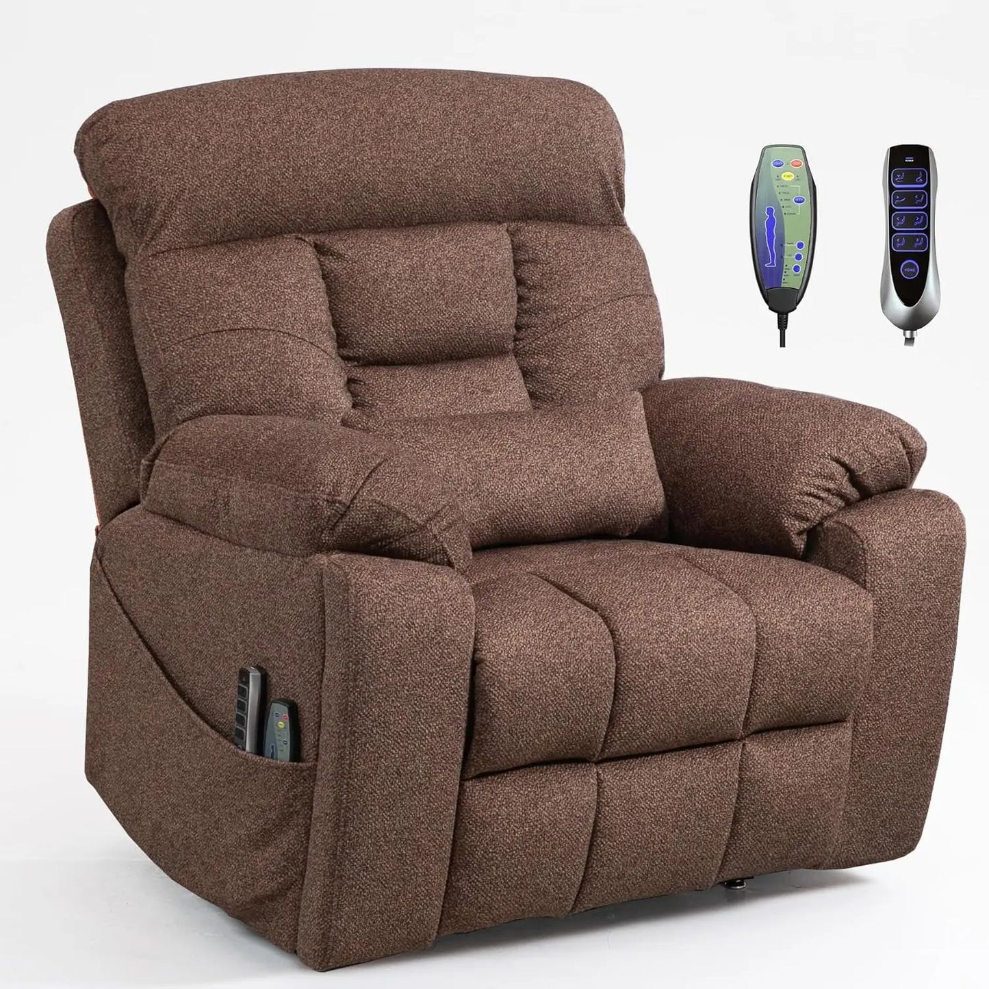 4 Motor Power Lift Recliner Chair for Elderly, Oversized Lay Flat Recliner with Massage Heat, Adjustable Headrest,, Customized