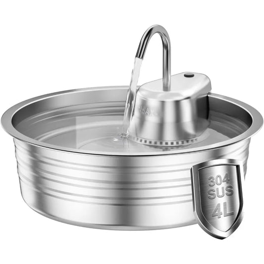 Cat Water Fountain Stainless Steel 135OZ 4L Large Ccity Indoor Pet Water Fountain Ultra-Quiet Pump for Cats Dogs Water Bowl Dis