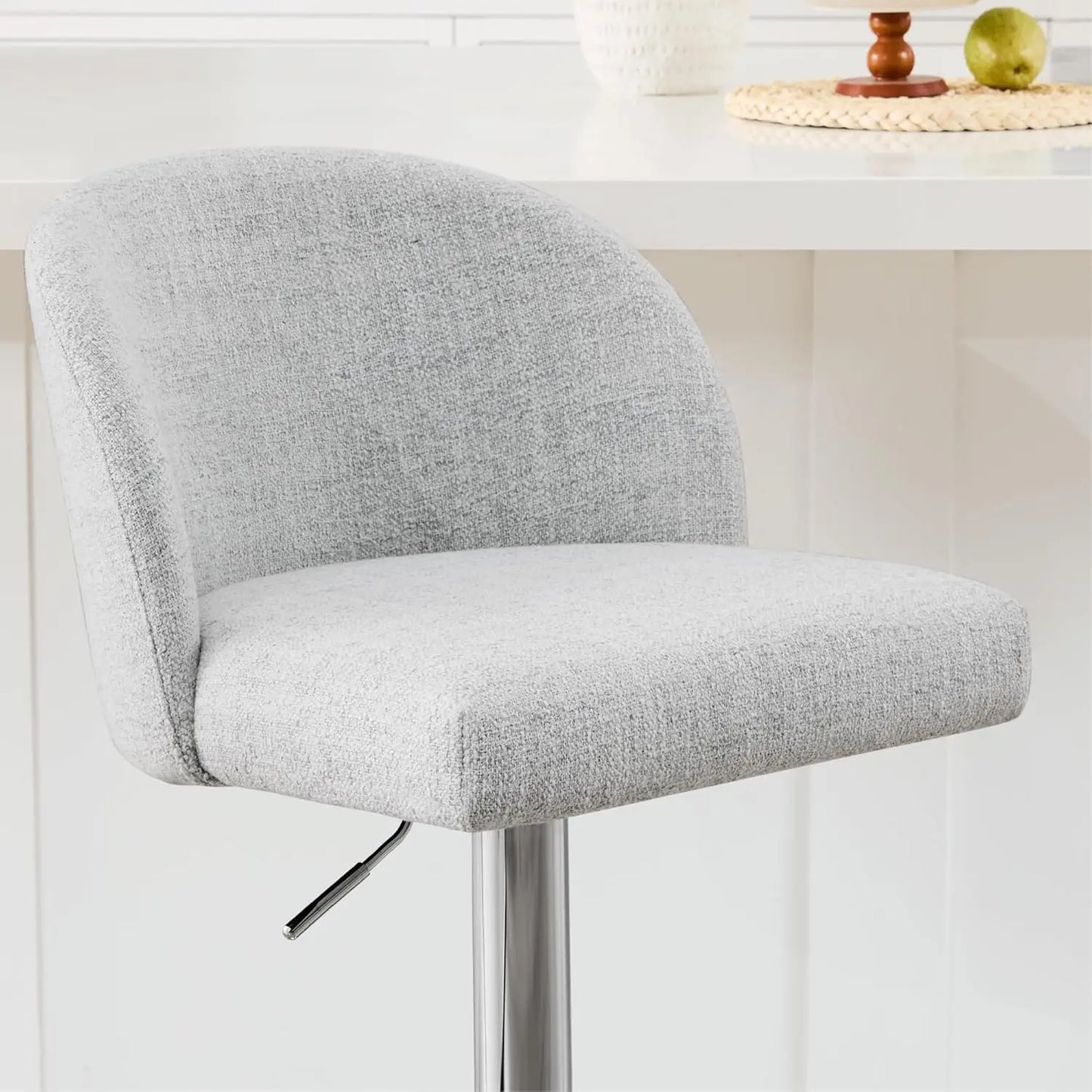 Adjustable Swivel Bar Stools with Back, Counter Stools Set of 3 for Kitchen Island, Height 25-33.7in, Fabric White, Customized