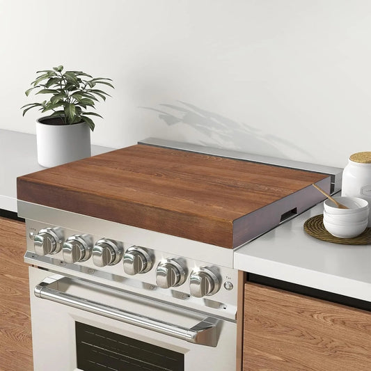 Noodle Board Stove Cover with Built-in Handles: Extra Thick Pine Wood for Gas and Electric Stoves, 30 * 22 * 2.5in, Brown